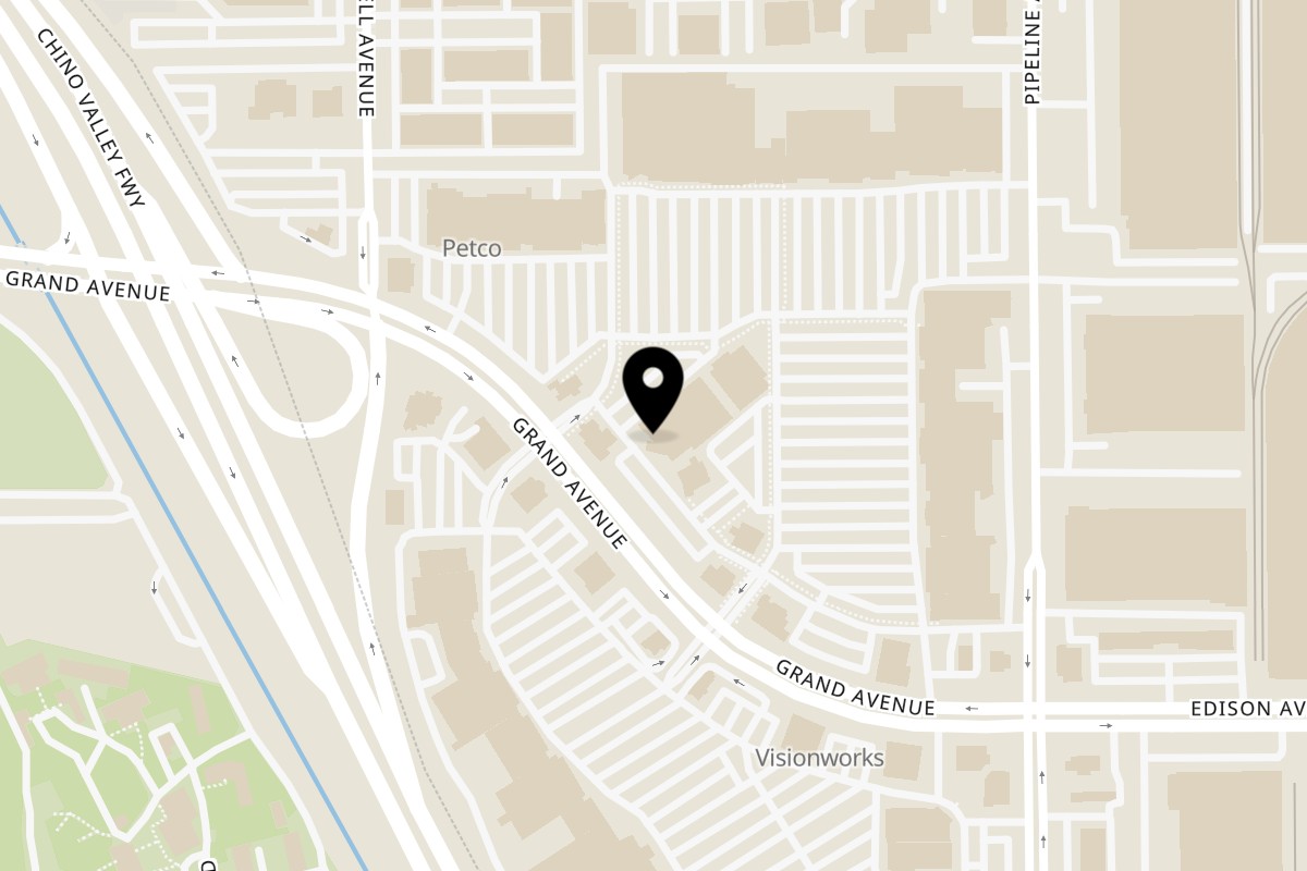 Map showing the location of Young Hawaiian BBQ on 3908 Grand Ave in Chino
